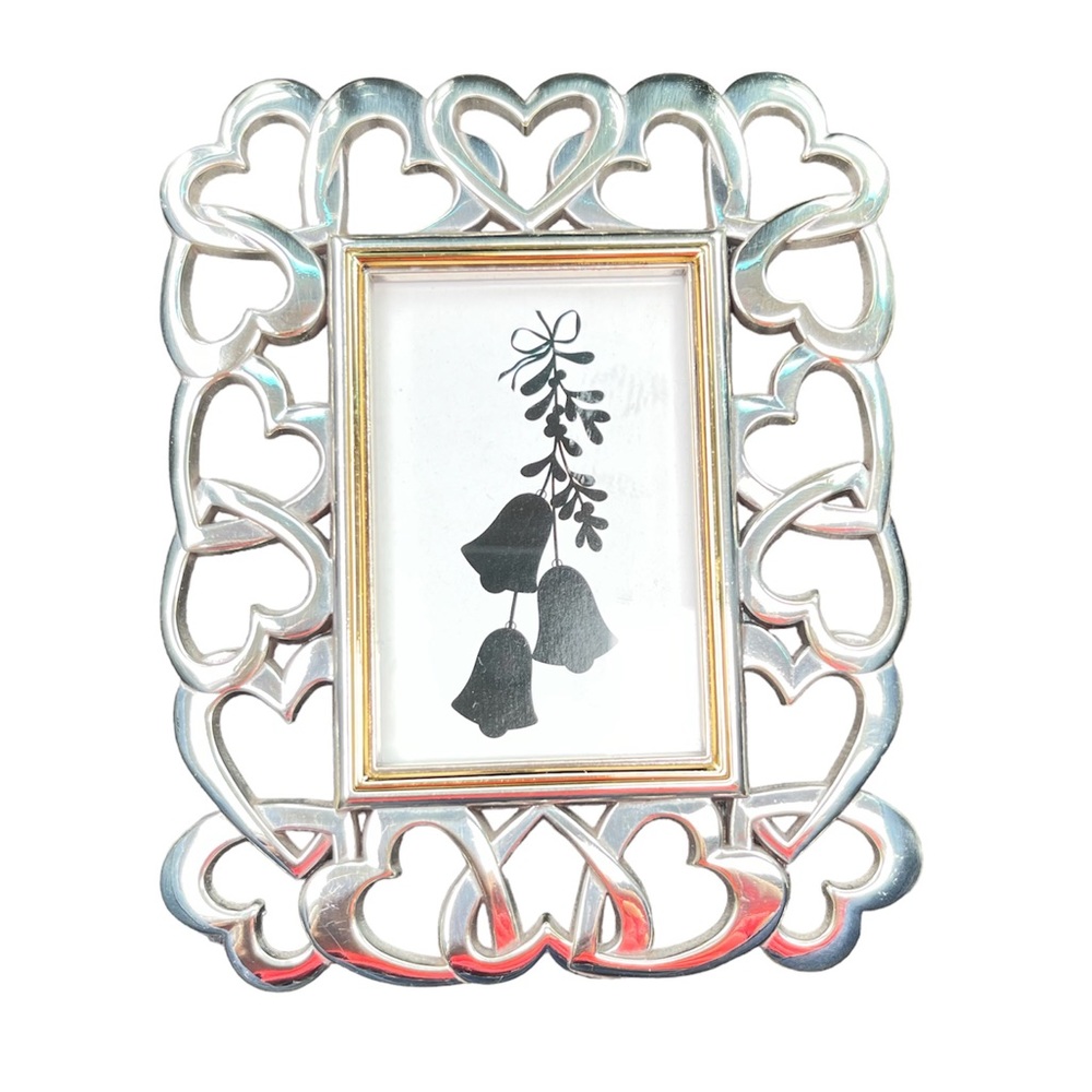 Brighton Silver Frame 2”x3" Picture Photo Interlocking Hearts Vintage